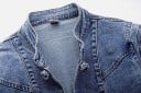 Jachetă din denim pentru femei cu broderie florală Guler Închidere cu noduri și bucle Croi scurt și modelat Poliester și bumbac 5
