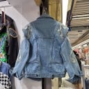 Jachetă din denim pentru femei cu ornamente mari pe umeri și mâneci Umeri expresivi Croi mai scurt Buzunare cu clapă Închidere cu nasturi 4