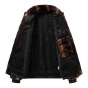Jachetă fleece pentru femei cu guler înalt și fermoar, cu model în dungi maro, jachetă pufoasă cu manșete rib și buzunare laterale 3