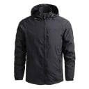 Jachetă outdoor pentru bărbați cu glugă, impermeabilă, cu fermoar și buzunare, jachetă ușoară pentru drumeții, pentru timpul liber 2