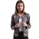 Jachetă pentru femei de primăvară și toamnă cu un model floral colorat pe un fundal negru Fără guler Dungi decorative cu ornament Bumbac 9