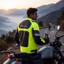 Jachetă reflexivă pentru motocicletă Unisex Guler în picioare și buzunare cu fermoar Mâneci și talie ajustabile Poliester și nylon Galben neon 12