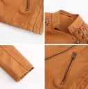 Jachetă scurtă pentru femei din piele artificială Fermoar asimetric Șnur decorativ pe umeri Guler cu rever Două buzunare cu fermoar 12