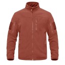 Jachetă tactică din fleece pentru bărbați, cu buzunare multiple cu fermoar, guler înalt, sport, rezistentă la vânt, îmbrăcăminte pentru drumeții 9