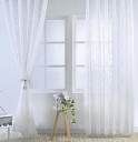 Jacquard Semi-Transparent Curtain Leaf Pattern Curtain Elegant Long Curtain Designer Woven Curtain Panel Curtain with Pleat Tape 250 x 270 cm 2