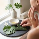 Jade Gua Sha plade i hjerteform 7,5 x 5 cm Massage skraber lavet af natursten Mørkegrøn Til ansigts- og halsmassage 3
