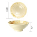 Japán stílusú porcelán tál 1000 ml krém színű alappal és narancssárga foltos mintával 20 x 8 cm tésztaleveshez 2