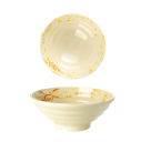 Japán stílusú porcelán tál 600 ml krém alappal és narancssárga foltos mintával 17,7 x 6,9 cm tésztaleveshez 1