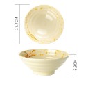 Japán stílusú porcelán tál 600 ml krém alappal és narancssárga foltos mintával 17,7 x 6,9 cm tésztaleveshez 2