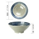Japanilainen 600 ml posliinimuki, jossa on vaalea tausta ja sininen raidallinen reuna, 17,7 x 6,9 cm nuudelikeittoa varten 2