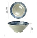 Japanilainen posliinimiska sinisellä raidallisella kuviolla 1600 ml 22,3 x 9 cm suuri tarjoilumiska nuudelikeitolle ramen 2