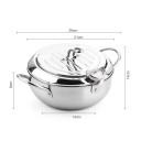 Japanischer Tempura Topf 2,2 l Edelstahl mit Thermometer und Deckel 21 cm Öl Küchenbratpfanne Brattopf für Induktion und Gas 2