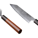 Japanisches Küchenmesser 24 cm aus Damaszenerstahl Handgeschmiedetes Messer für Gemüse, Fleisch und Obst Griff aus Ebenholz und Palisander 2