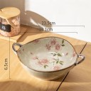 Japansk skål til nudler med rosa blomsterdesign og blade 23,5 x 6,5 cm keramisk beige skål med håndtag til servering 2