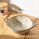 Japonská miska na nudle s kvetinovým vzorom 23,5 x 6,5 cm keramická béžová miska s uchami na servírovanie polievok a jedál 2