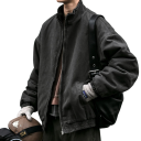 Japonská vintage pánska zimná bunda POLYESTER bavlna rolák na zips s kapsami kórejský streetwear voľný pár teplý kabát, rôzne farby, silná bunda 9