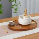 Japońska zestaw do herbaty matcha 5 części Ceramiczny zestaw z miseczką, mieszadełkiem, łyżeczką, sitkiem i stojakiem 2