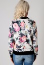 Jaqueta bomber feminina de primavera e outono com estampado floral Fecho de zip Gola alta Corte justo Poliéster e spandex 7
