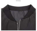 Jaqueta bomber leve para mulher para a primavera e outono Colarinho e barras caneladas Bolso com fecho no braço Bolsos laterais Fecho 11
