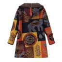 Jaqueta de inverno feminina em algodão com capuz Forro em pelúcia quente em poliéster Padrão étnico em patchwork Fecho com zíper Corte 4