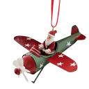 Järn Julhängare 12 x 12,5 cm Retro flygplan med Santa Antik hängande dekoration för gran fönster dörrkarm 2