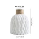 Jarrón de cerámica 15 cm Jarrón blanco con cuerda de yute Diseño decorativo moderno Superficie en relieve Maceta para mesa y estantería 2