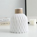 Jarrón de cerámica 15 cm Jarrón blanco con cuerda de yute Diseño decorativo moderno Superficie en relieve Maceta para mesa y estantería 3