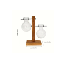 Jarrón de cristal en soporte 19 cm Tubo decorativo doble Diseño redondo Base de madera Estilo retro Maceta para plantas y esquejes 2
