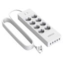 Jatkojohto kytkimellä 8x pistorasiaa, 5x USB 2