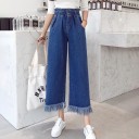 Jeans 3/4 da donna con frange 1