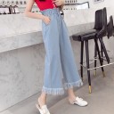 Jeans 3/4 pour femmes avec franges 3