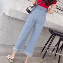 Jeans 3/4 pour femmes avec franges 4