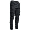 Jeans cargo pour hommes Slim Fit Pantalons stylés avec plusieurs poches Pantalons modernes pour la ville et les loisirs Coupe ajustée Denim 4