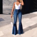 Jeans da donna a campana con perle 1