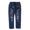Jeans da ragazza con farfalle 3D colorate 4