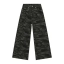 Jeans da uomo camouflage dritti con anello metallico Pantaloni streetwear a gamba larga e lunga Stile militare Jeans casual da uomo 2