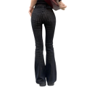 Jeans de damă negri cu dungi cu buzunare din bumbac poliester spandex elastici croi confortabil pantaloni slim moderni pentru purtare zilnică 3