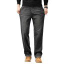Jeans de hombre de corte holgado en color sólido con bolsillos, algodón, spandex y poliéster, corte moderno y cómodo 4