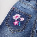 Jeans de menina com estampado de flores 5