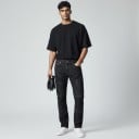 Jeans de moto con protectores negros perforados para las rodillas y caderas Paneles de malla y inserciones elásticas Poliéster y algodón Negros 8