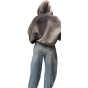 Jeans de mujer azul con estampado en la parte trasera Corte holgado Bolsillos Algodón Poliéster Pantalones cómodos de estilo casual Estilo urbano moderno 5