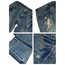 Jeans de mujer azul Unicolor Inscripciones en los bolsillos traseros Bolsillos Poliéster Pantalones de street modernos Estilo casual de moda 5