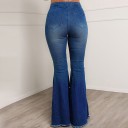 Jeans de mulher à boca de sino com pérolas 5
