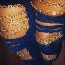Jeans déchirés pour femmes avec chaînes 3