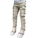 Jeans déchirés unis pour hommes avec poches, en denim, style moderne pour un usage quotidien 12