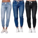 Jeans femininos com elástico na cintura 1