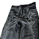 Jeans masculinos pretos com estampado de aranha, largos, com bolsos, de cintura baixa, denim 5