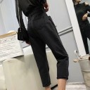 Jeans noirs pour femmes avec ceinture 2