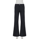 Jeans noirs pour femmes avec rayures Poches Coton Polyester Spandex Élastique Coupe confortable Pantalons slim modernes pour un usage quotidien 6