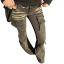 Jeans noirs pour femmes Pantalons évasés Poches Coton Polyester Pantalons modernes confortables Évasés Style élégant décontracté 5